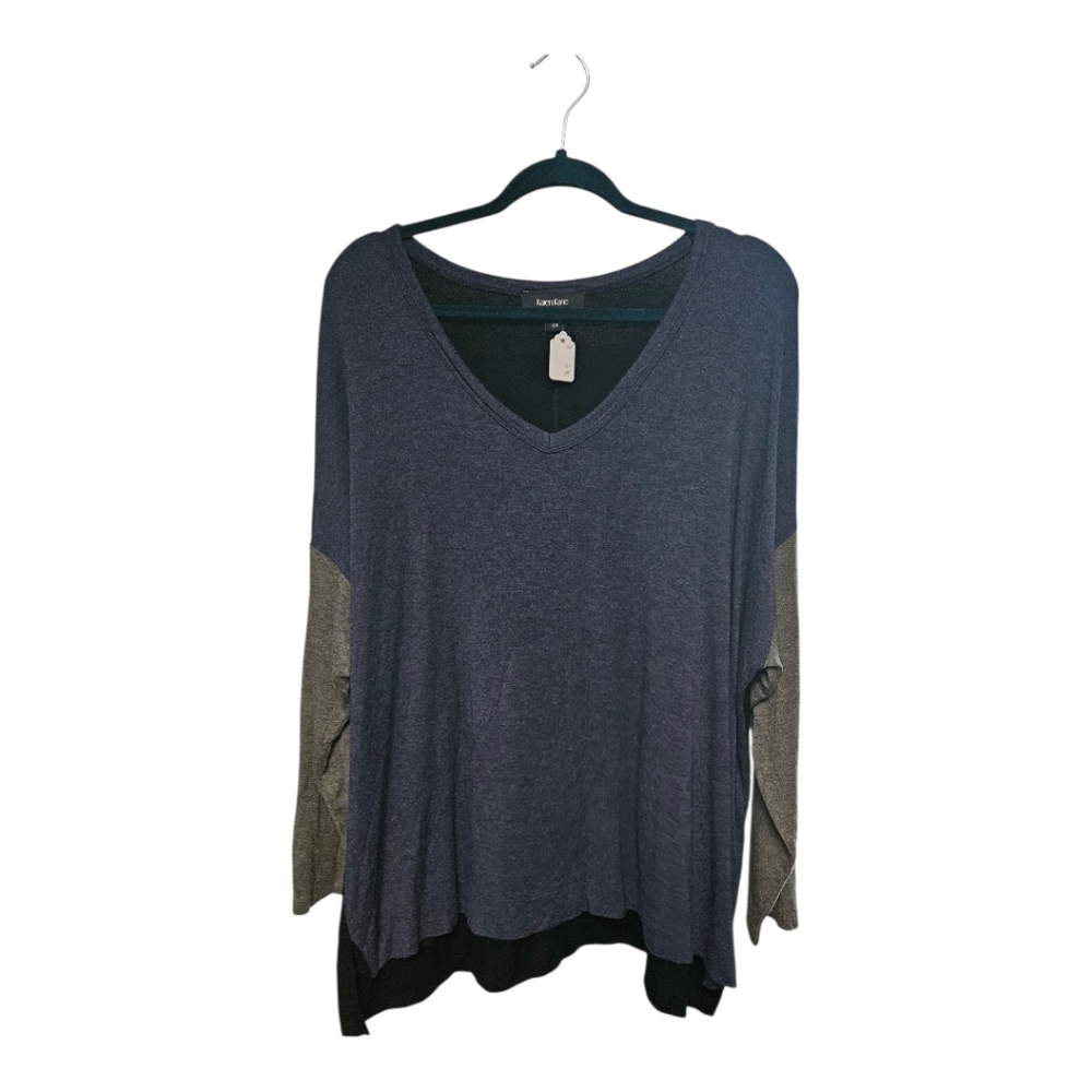Karen Kane Navy and Gray V-Neck Tunic